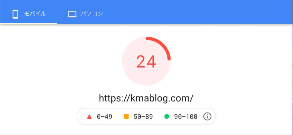 PageSpeed Insights 導入前の結果